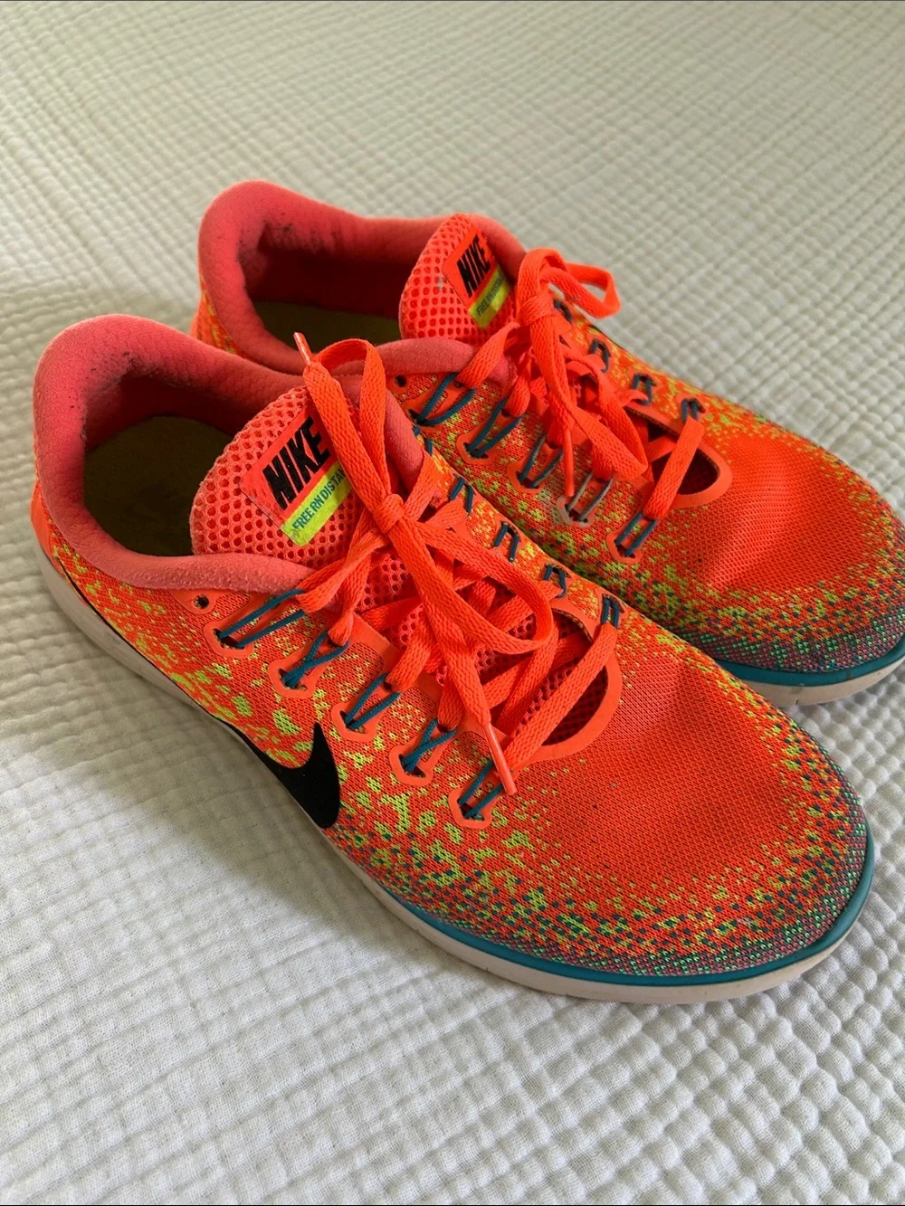 Nike Orange Multicolor Flyknit Running Shoes